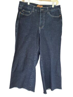Judy Blue Womens Retro Wide Leg Jeans 14W Dark Wash Raw Hem Stretch Denim